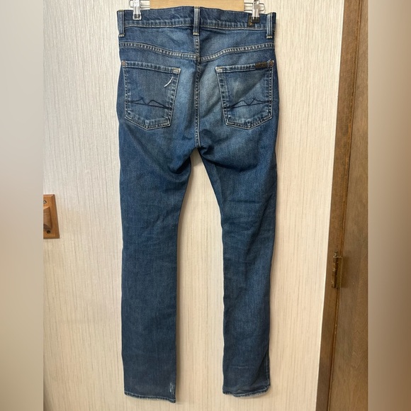 7 For All Mankind Jeans Men Rhigby Blue Sz.33 W34 L30 Slim Straight - Picture 6 of 9